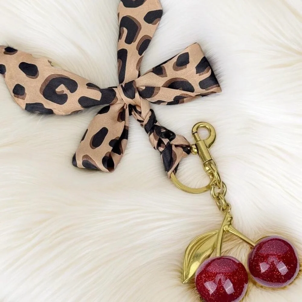 Cherry Bag Charm and Leopard Bow - Picture 4 of 6
